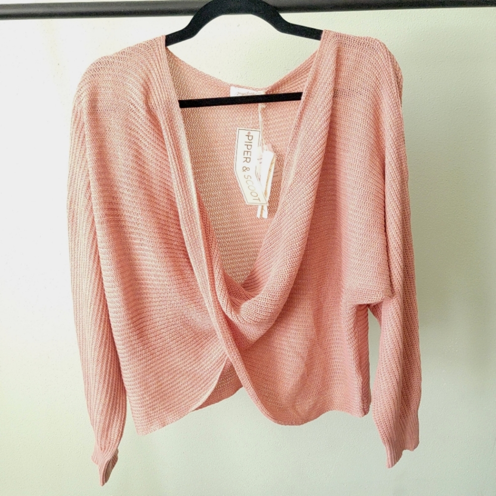Pink crossover sort of cropped sweater